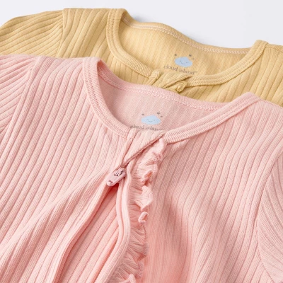 Baby 2pk Basic Wide Rib Romper - Cloud Island™ Pink - Image 2