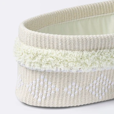 Tufted Fabric Medium Oval Storage Basket - Khaki And Cream - Cloud Island™ - Image 2