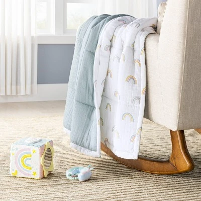 Muslin Quilt Baby And Toddler Blanket - Rainbow - Cloud Island™