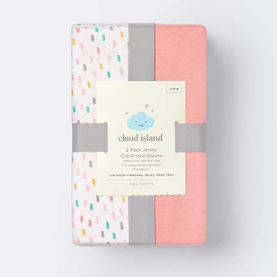 Fitted Jersey Crib Sheet - Cloud Island™ Confetti/Coral 2pk - Image 2