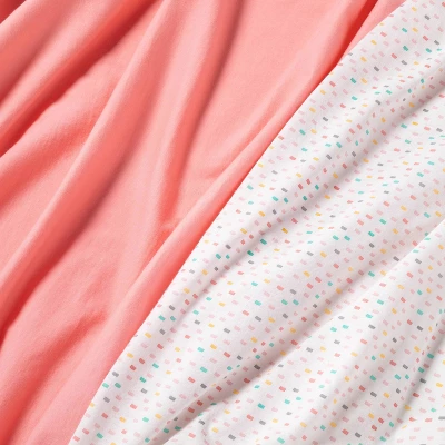 Fitted Jersey Crib Sheet - Cloud Island™ Confetti/Coral 2pk