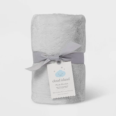 Solid Satin Edge Plush Blanket - Cloud Island™ Gray