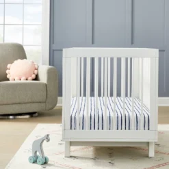 Polyester Rayon Jersey Fitted Crib Sheet - Cloud Island™ Navy Blue Vertical Stripe