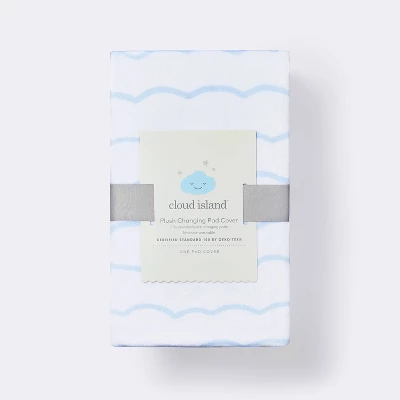 Plush Changing Pad Cover Sea Stripe - White/Blue - Cloud Island™ - Image 2