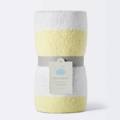 Chenille Stripe Baby Blanket - Yellow And White Stripes - Cloud Island™ - Image 3