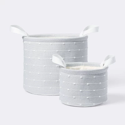 Medium Round Bin With Slub Stitching - Gray - Cloud Island™ - Image 3