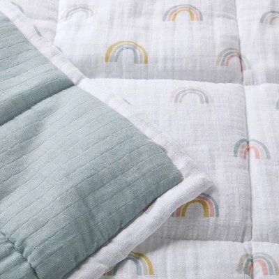 Muslin Quilt Baby And Toddler Blanket - Rainbow - Cloud Island™ - Image 2